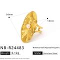 Detaillierte Größenangaben des 18K vergoldeten Seestern-Rings mit weißer Perle Detail - Perlen-Wellenstil (NB-R24483)