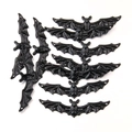 Detailed view of black bat charms in flying and hanging poses for DIY jewelry making - Style 2 17x65mm