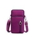 Vertical deep purple nylon mini crossbody phone bag with heart zipper and strap - Small (No Headphone Jack) / Deep purple