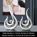 Modern silver and white ceramic phoenix statues in two sizes for Nordic home decor - Phoenix Flight - White Silver Pair
