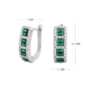 Detail view of 925 silver earrings with green zircon and 16.6mm height dimension - 925 Silver / 925 Silver White Gold Plated - Green