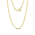 Clásico collar de cadena Figaro de 1,7 mm en plata de ley S925 bañada en oro - 40CM / Oro de 14K