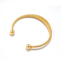 Brazalete tubogas dorado con grandes esferas de metal pulido y acabado en oro de 18K - Estilo 2 (Tubogas Fino Dorado) / Dorado