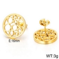 Pendientes de botón circulares huecos minimalistas dorados 16mm de diámetro 3g par - Estilo Geométrico Hueco de Círculos Múltiples (KE63998-K) / Dorado