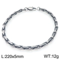 Bracelet chaîne en acier inoxydable argenté de 220mm de long et 5mm de large - Bracelet Noir Fusil