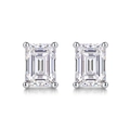 Rectangle cut moissanite stud earrings in 925 sterling silver with four-prong setting - 5*7mm Moissanite