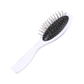 Oval air cushion hairbrush with white handle and anti-static metal steel pins - White