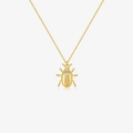 Golden beetle pendant necklace in S925 silver with inlaid purple and white gemstones - 18k Gold Insect