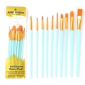 10-piece artist paint brush set with sky blue handles and orange nylon bristles - Sky Blue (10pcs Set)