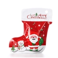 Christmas stocking shaped self-sealing plastic gift bag with Santa and snowman patterns - 10x15.5cm (Red Small)