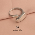 Anillo abierto de acero inoxidable plateado pulido talla 8 peso 5,7g joyas minimalistas - Cara Ovalada Texturizada (Estilo 1) / Color Acero