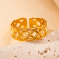 Elegant gold woven knot ring in a minimalist adjustable open design for women - Gold 130