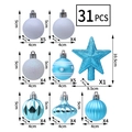 31-piece blue and white Christmas ball set with glitter star topper for tree decoration - Lake Blue