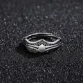 Vintage Thai silver style open ring for men with shield-shaped grid texture and metallic finish - Self-reflection
