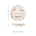 Japanese style purple floral ceramic divided dinner plate 20.5cm with three compartments - Zixuanhua - Round Divided Plate