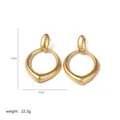 Detailed view of large gold-tone irregular geometric earrings with size and weight info - Gold Triangle Hollow Style (A0190C)