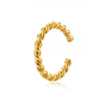 Minimalist 18k gold plated C-shaped ear cuff with vintage twisted rope metal texture - 13(Single) Gold-Twisted Rope Texture