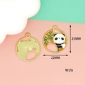 Ciondolo panda e bambù in smalto dorato con dimensioni per creazione di gioielli fai da te - 5 Panda nel Cerchio