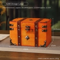 Vintage orange wooden jewelry storage box with rustic leather trim and secure metal lock - Buckle / Large / Orange Red