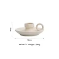 Beige ceramic candle holder with handle, 5cm height and 12cm diameter, minimalist design - Candlestick - Style D / 12x5cm