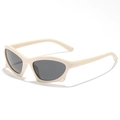Fashionable cream white kids sunglasses with dark grey lenses in retro oval cat-eye style - Beige Frame Gray Lens