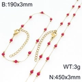 Schmuckset aus goldenem Titanstahl mit roten facettierten Perlen, Halskette und Armband - Armband / Roter Stil (Stil 1)
