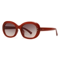 Modern vintage oval sunglasses in red frames with gradient lenses and silver rivet accents - Burgundy Frame Red Lens (C1)