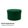 Premium dark green velvet round flower gift box with lid, size 22cm diameter and 13cm height - Velvet Style - Green / 22*13cm
