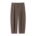 Women high-waisted coffee brown tapered pants with zipper fly and pleat details - XS / Pants