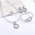 Set di gioielli in acciaio inossidabile argento lucido con collana a U, orecchini e bracciale - Color Acciaio