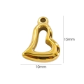 Detailed view of gold heart pendant with 10mm width and 15mm height measurements - Hollow Polished Heart (10x15mm)