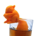 Funny orange squirrel silicone tea infuser hanging on glass cup edge for loose leaf tea - Squirrel Blue
