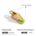 Pendentif basket en alliage doré avec émail vert et étoile, breloque hypoallergénique - Sneaker Vert (PJ92542B)
