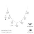 Detalle del colgante de estrella en plata de ley 925 con circón 5A y medidas - Plata 925 / Plata 925 chapada en oro blanco