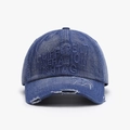 Vintage washed blue denim baseball cap with distressed details and letter embroidery - Denim Blue
