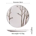 28cm round ceramic dinner plate with gray trees and birds pattern in natural style - Birds Flying into Forest (11 Inch)