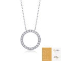 Elegant S925 sterling silver necklace with circular moissanite pendant and GRA report - 23 Moissanite Stones (With GRA Certificate) / 40+5cm