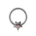 Anneau de septum en acier argenté avec pendentif étoile et incrustation marbre rose - 1.2x8mm / Étoile (Pierre Texture Marbre)