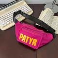 Kids sporty magenta nylon waist bag with yellow PATYR lettering and adjustable strap - Rose Red
