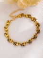 Gothic skull link bracelet in antique gold finish with adjustable extender chain - Vintage Skull Linked Bracelet (0967) / Antique Gold