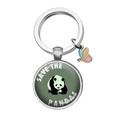 Silberner Edelstahl-Panda-Schlüsselanhänger mit Schmetterling und Save The Pandas Text - Panda (Save the pandas)