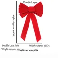 Large double-layered red velvet Christmas bow hanger, 40cm height for tree decoration - Style D: Double Layer 26cm*40cm