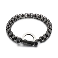 Vintage industrial punk square pearl magnetic buckle bracelet in weathered stainless steel - Vintage Gun Black Contrast Barbell Style (KB110097-K)