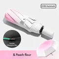 Automatic peach pink gradient umbrella with 8-rib fiberglass frame for sun and rain - White Peach Pink (Auto)
