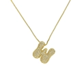 Macro detail of 18k gold plated H-letter pendant with sparkling zircon inlays - Letter H/Peanut / Gold