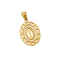 Pendentif ovale en acier inoxydable plaqué or 18 carats avec lettre I ajourée élégant - Lettre I (Pendentif Seul)