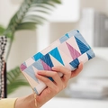 Chic long wallet with colorful geometric triangles and secure zipper closure - Pink