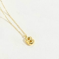 14K gold plated necklace with a 3D letter B initial pendant on a slim cross chain - Letter B / Gold