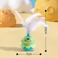 Juguete electrónico verde para gatos con plumas, diseño de tentetieso, altura 20cm y base 7cm - Cian
