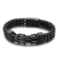Pulsera de acero inoxidable para hombre con cadena de doble fila y cierre magnético - Negro (KB138783-KFC)